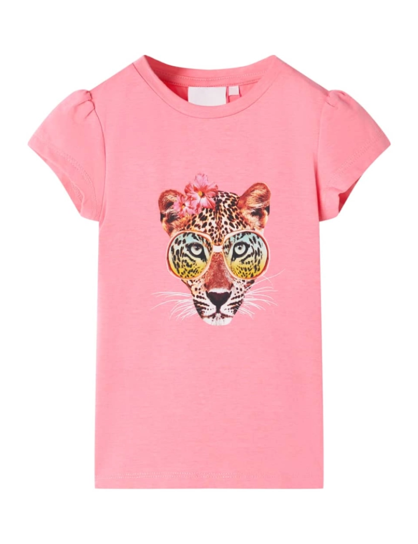 imagem de vidaXL T-shirt para criança com estampa de cabeça de leopardo rosa-néon 922