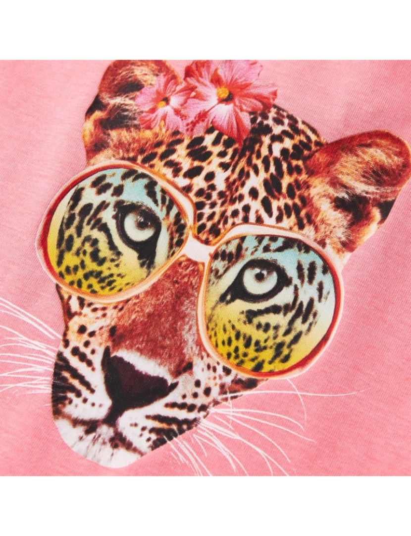 imagem de vidaXL T-shirt para criança com estampa de cabeça de leopardo rosa-néon 925