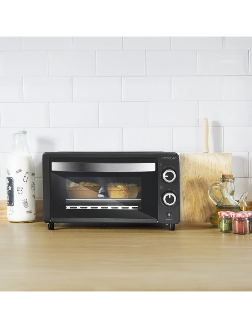 imagem de Cecotec Mini-forno elétrico multifunções, 10 litros de capacidade e porta com vidro duplo.2