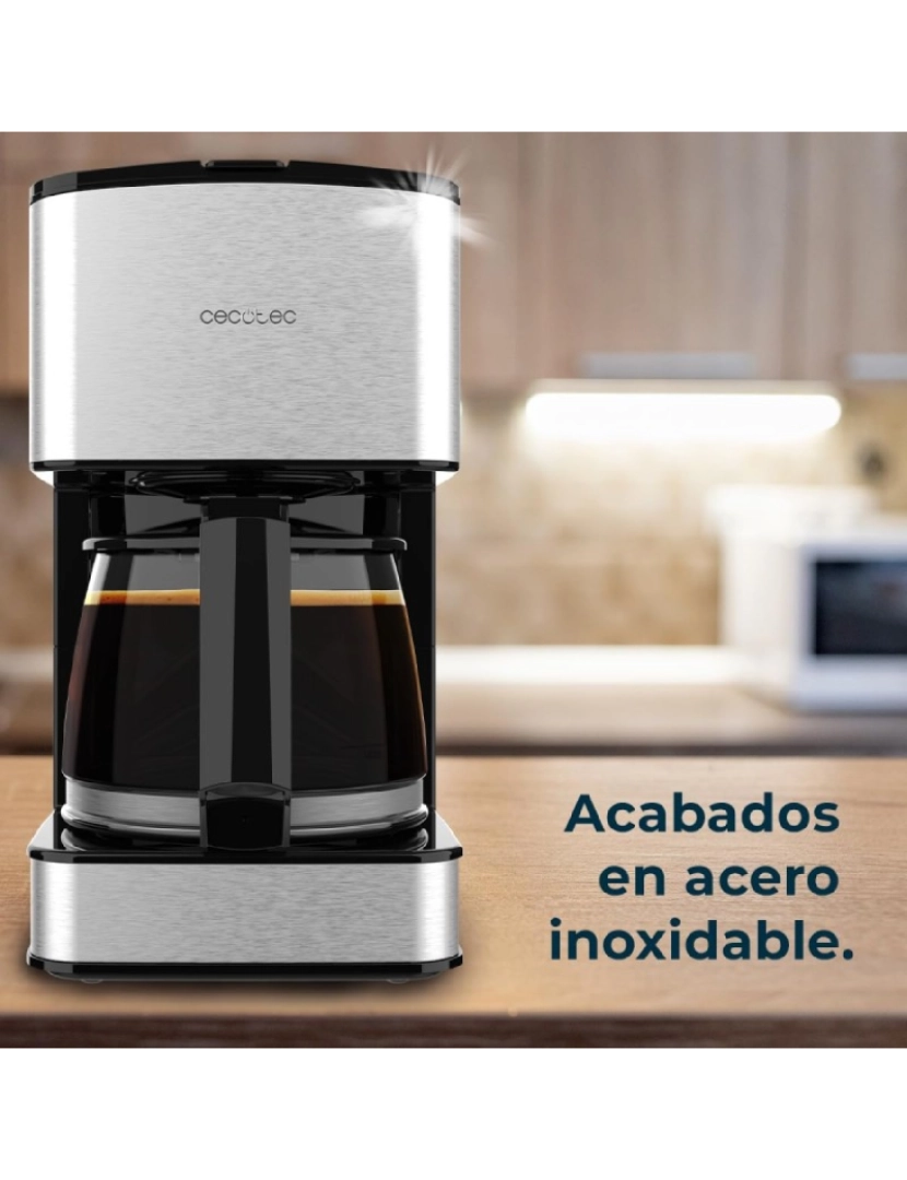 imagem de Cecotec Máquina de café de filtro, para 6 chávenas, com acabamentos em aço inoxidável e intensificador de aroma.4