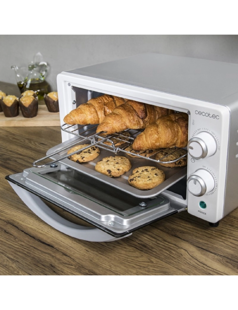 imagem de Cecotec Mini-forno elétrico multifunções, 10 litros de capacidade e porta com vidro duplo.2