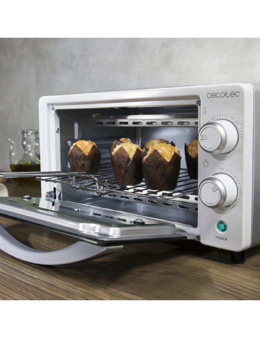 imagem de Cecotec Mini-forno elétrico multifunções, 10 litros de capacidade e porta com vidro duplo.3