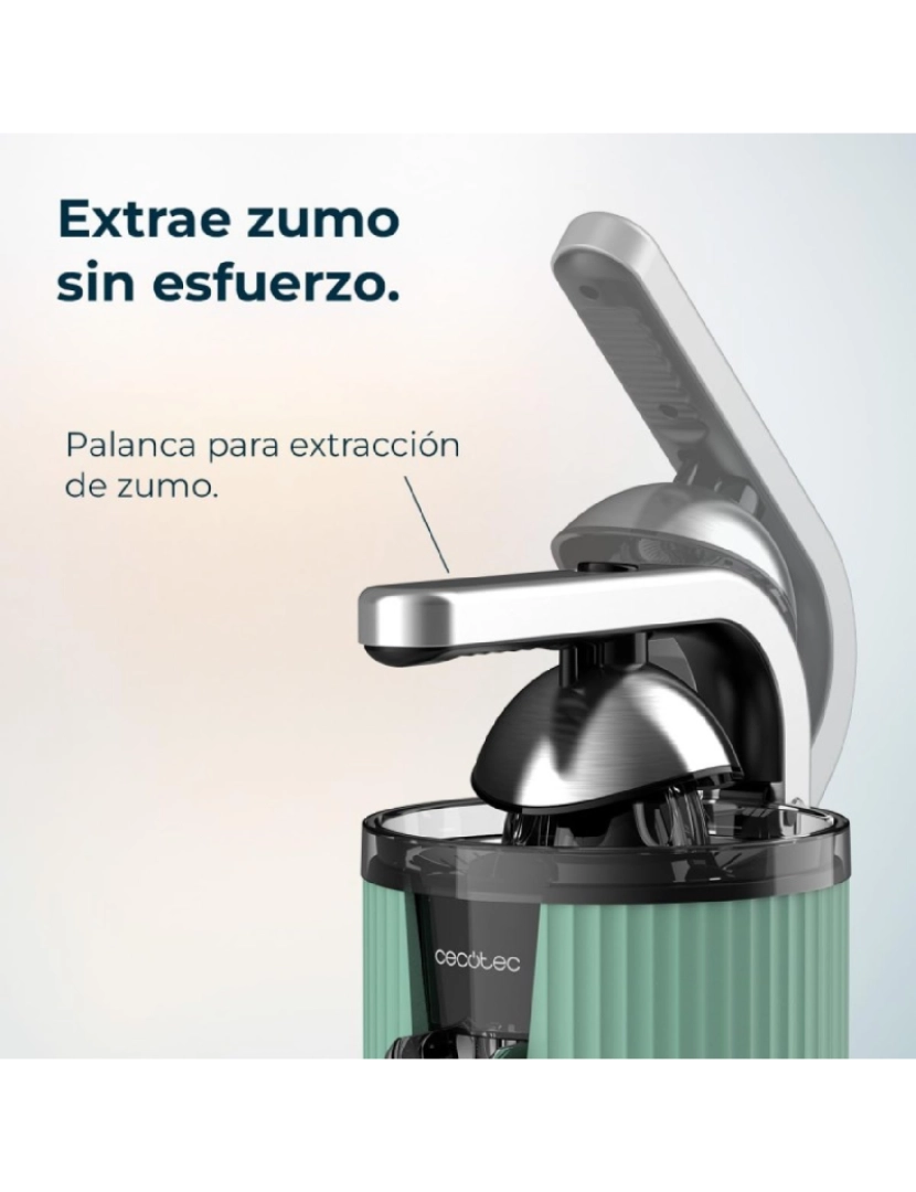 imagem de Cecotec Espremedor elétrico com braço retro para laranjas e citrinos com 600 W de potência, filtro em aço inoxidável, cone em plástico, alavanca para extrair a polpa e sistema antigotejamento.5