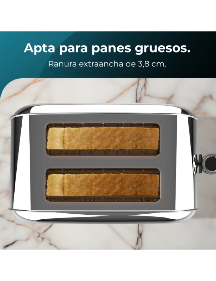 imagem de Cecotec Torradeira vertical de aço com dupla rahura curta, 850 W de potência e suporte para pãezinhos.2