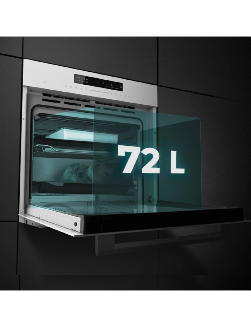 imagem de Cecotec Forno de encastre multifunções Glass White Steak Master 72 l de capacidade, 13 funções com Pizza Master, Modo ECO e Descongelar, temporizador eletrónico, 2900 W.4