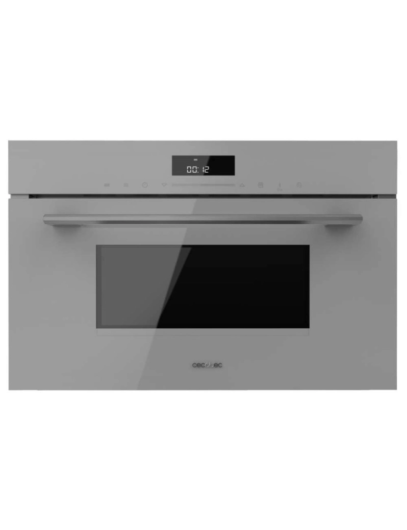 Cecotec - Cecotec Forno micro-ondas de encastrar Glass Grey de 34 L em vidro preto com função de micro-ondas, modo Grill, Descongelar, Menu predefinido, Cozedura rápida, Temporizador eletrónico.