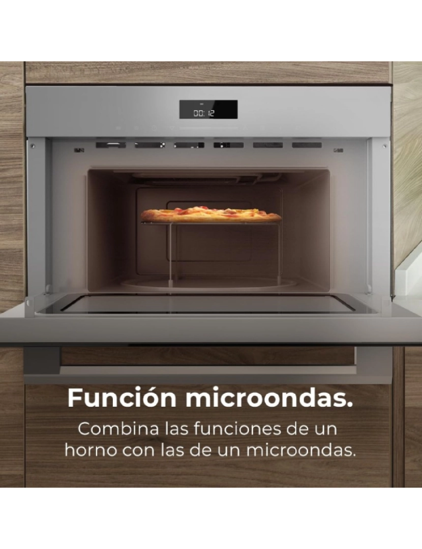 imagem de Cecotec Forno micro-ondas de encastrar Glass Grey de 34 L em vidro preto com função de micro-ondas, modo Grill, Descongelar, Menu predefinido, Cozedura rápida, Temporizador eletrónico.2