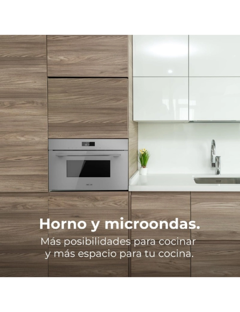 imagem de Cecotec Forno micro-ondas de encastrar Glass Grey de 34 L em vidro preto com função de micro-ondas, modo Grill, Descongelar, Menu predefinido, Cozedura rápida, Temporizador eletrónico.4