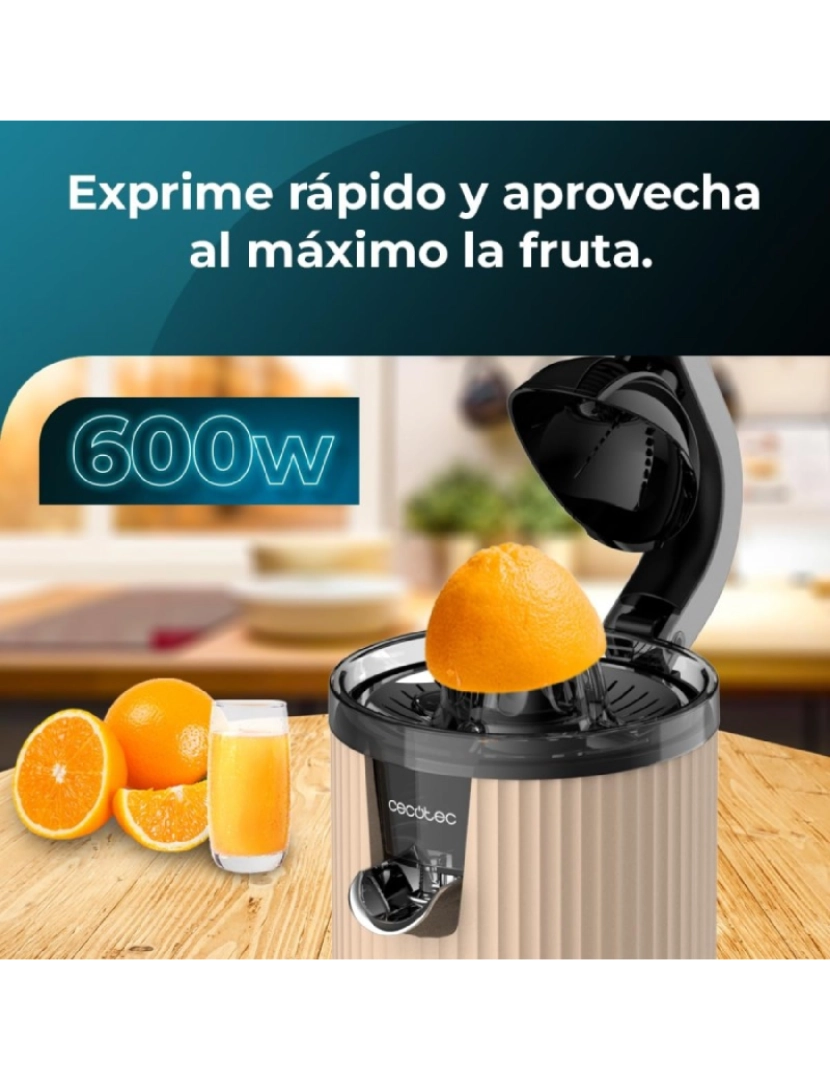 imagem de Cecotec Espremedor elétrico com braço retrô para laranjas e citrinos com 600 W de potência, filtro em aço inoxidável, cone em plástico, alavanca para extrair a polpa e sistema anti-gotas.2