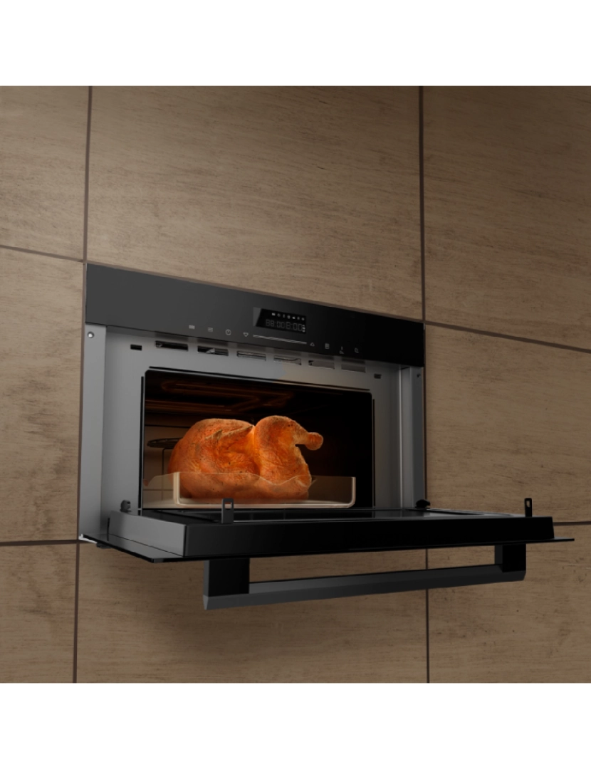 imagem de Cecotec Forno micro-ondas de encastrar Glass Black de 34 L em vidro preto com função de micro-ondas, modo Grill, Descongelar, Menu predefinido, Cozedura rápida, Temporizador eletrónico.2