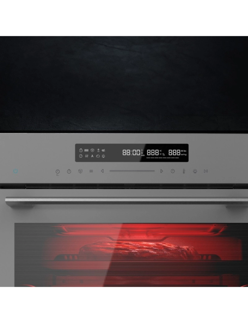 imagem de Cecotec Forno de encastre multifunções Glass Grey Steak Master 72 l de capacidade, 13 funções com Pizza Master, Modo ECO e Descongelar, temporizador eletrónico, 2900 W.3