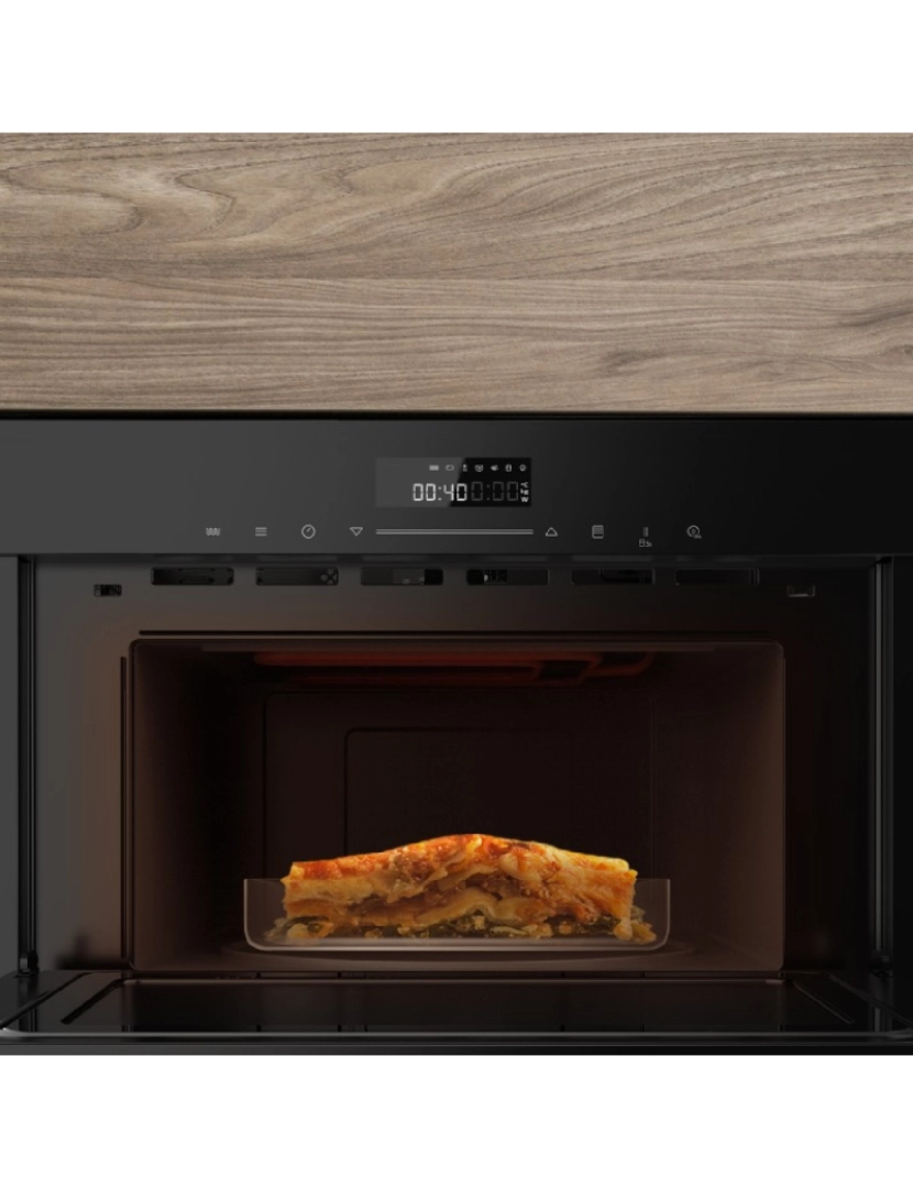 imagem de Cecotec Forno micro-ondas de encastrar Line de 34 L em vidro preto com função de micro-ondas, Convecção, modo Grill, Descongelar, Menu predefinido, Cozedura rápida, Temporizador eletrónico.4