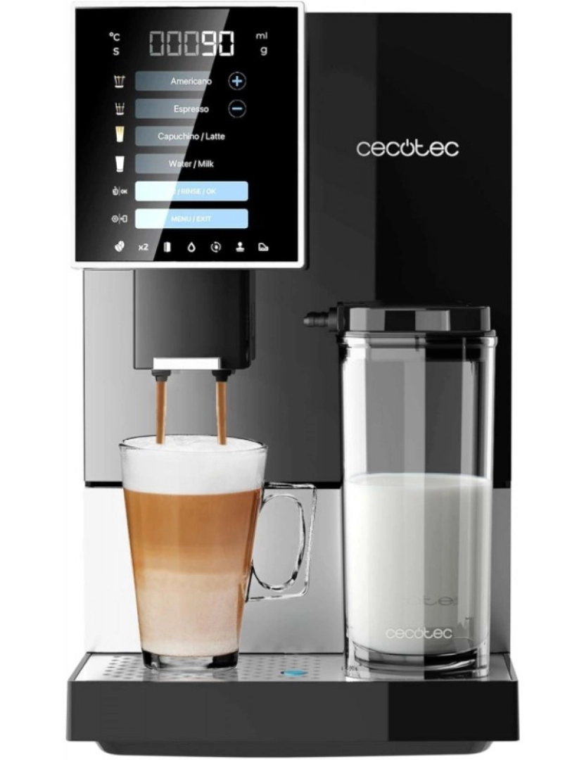 Cecotec - Cecotec Máquina de café superautomática compacta com 19 bares, depósito de leite e Thermoblock.