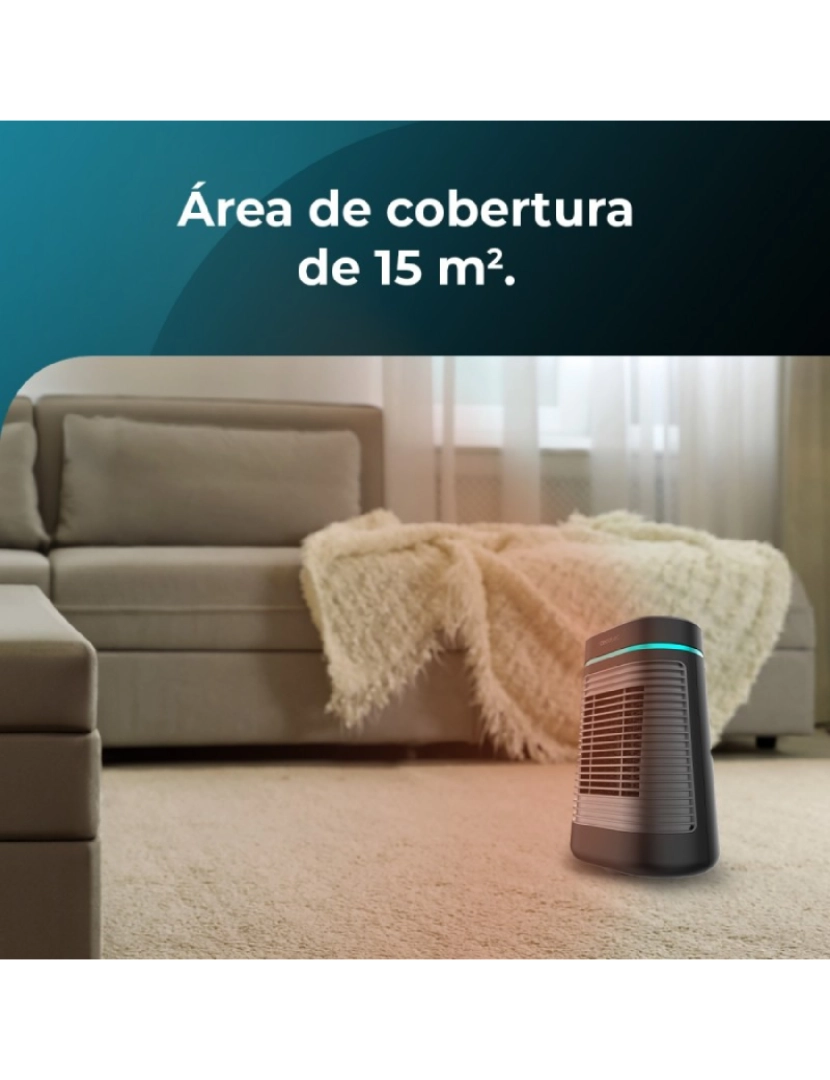 imagem de Cecotec Aquecedor cerâmico de mesa com 1500 W, função Oscilação, ecrã digital, termóstato ajustável e 3 modos de funcionamento.4