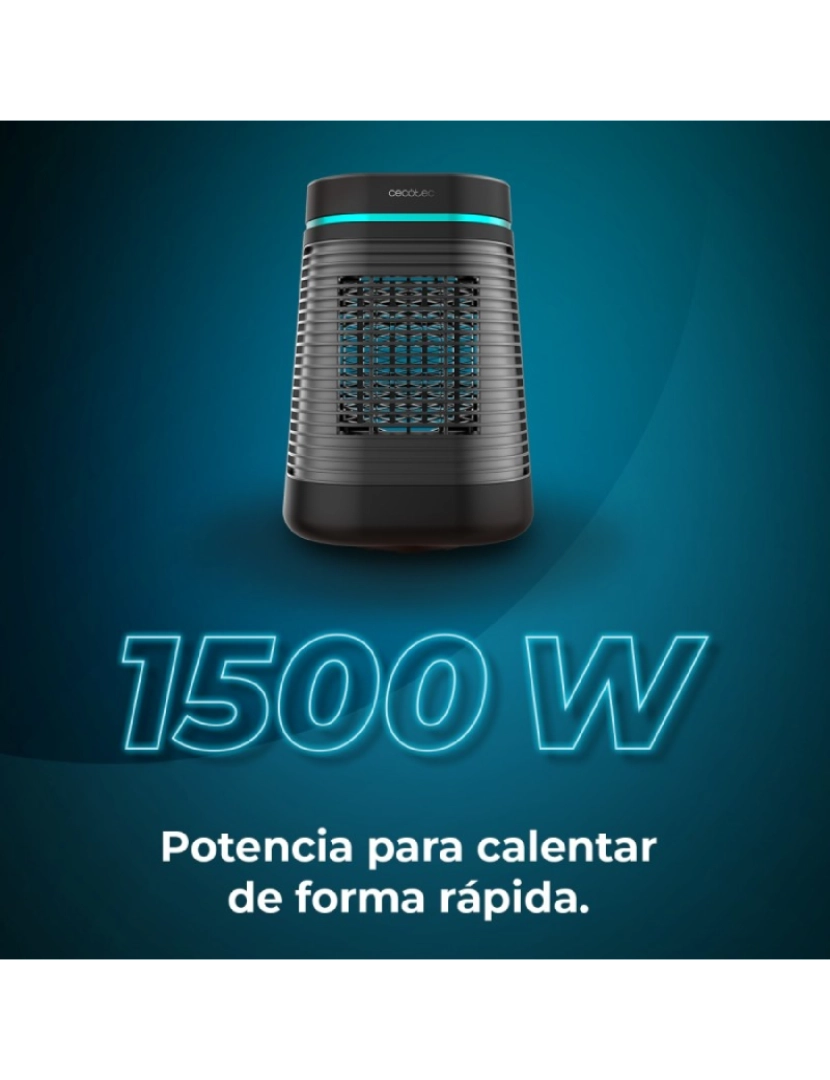 imagem de Cecotec Aquecedor cerâmico de mesa com 1500 W, função Oscilação, ecrã digital, termóstato ajustável e 3 modos de funcionamento.5