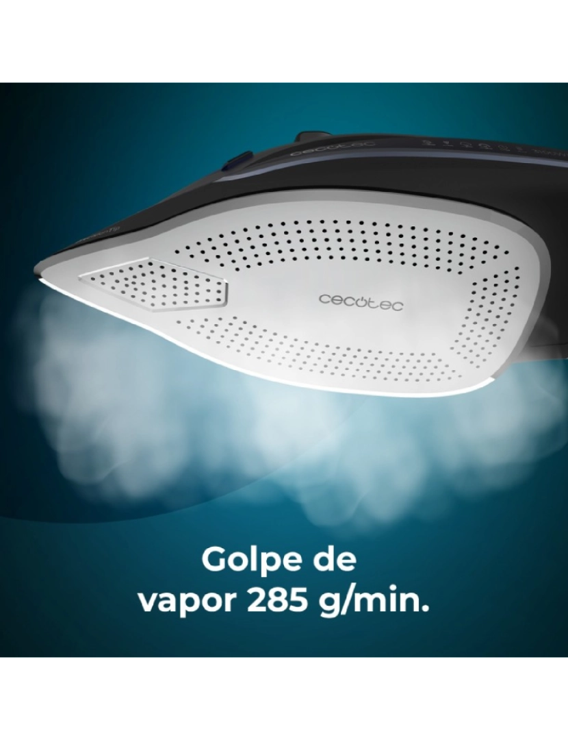 imagem de Cecotec Ferro de engomar horizontal com 3200 W, jato de vapor de 285 g/min, base anodizada e ecrã LCD.3