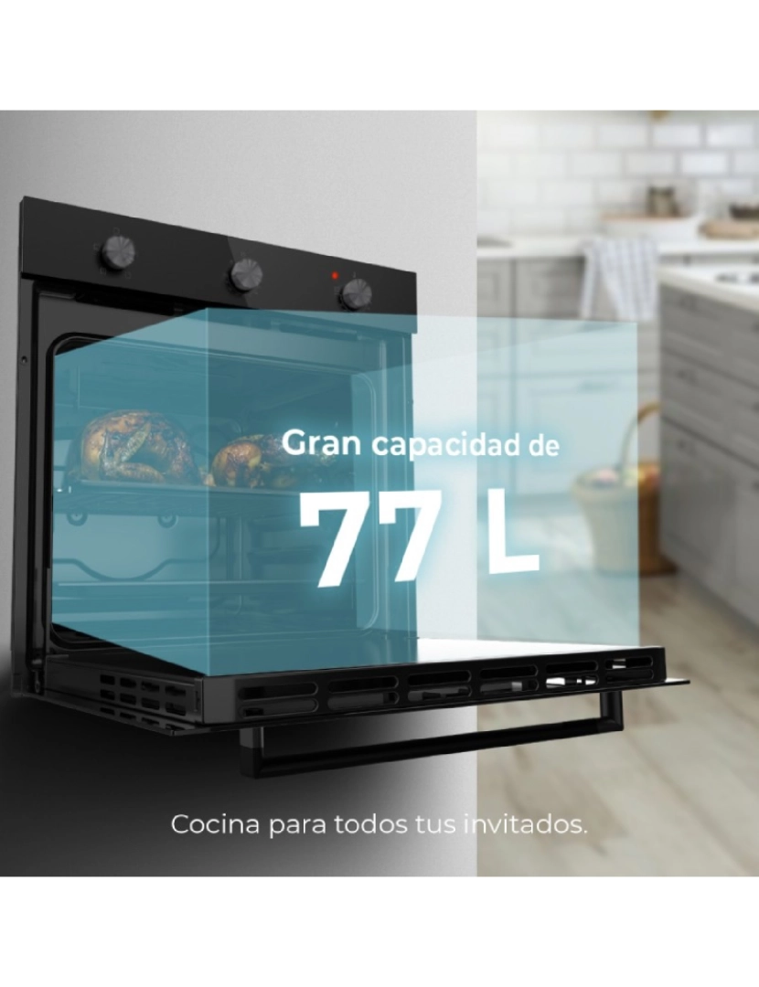 imagem de Cecotec Forno de encastrar Bolero Hexa C136000 Glass Black Time A 77 l de capacidade, 4 funções, 2800 W.5