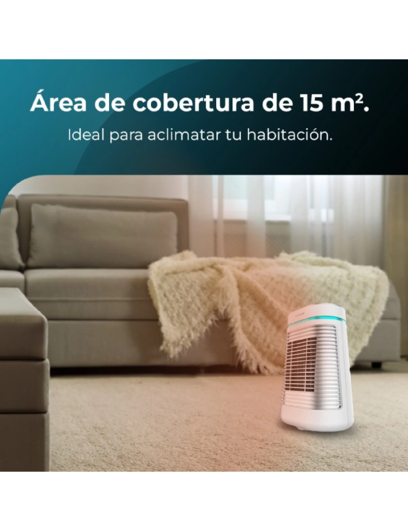 imagem de Cecotec Aquecedor cerâmico de mesa com 1500 W, função Oscilação, termóstato ajustável e 3 modos de funcionamento.4