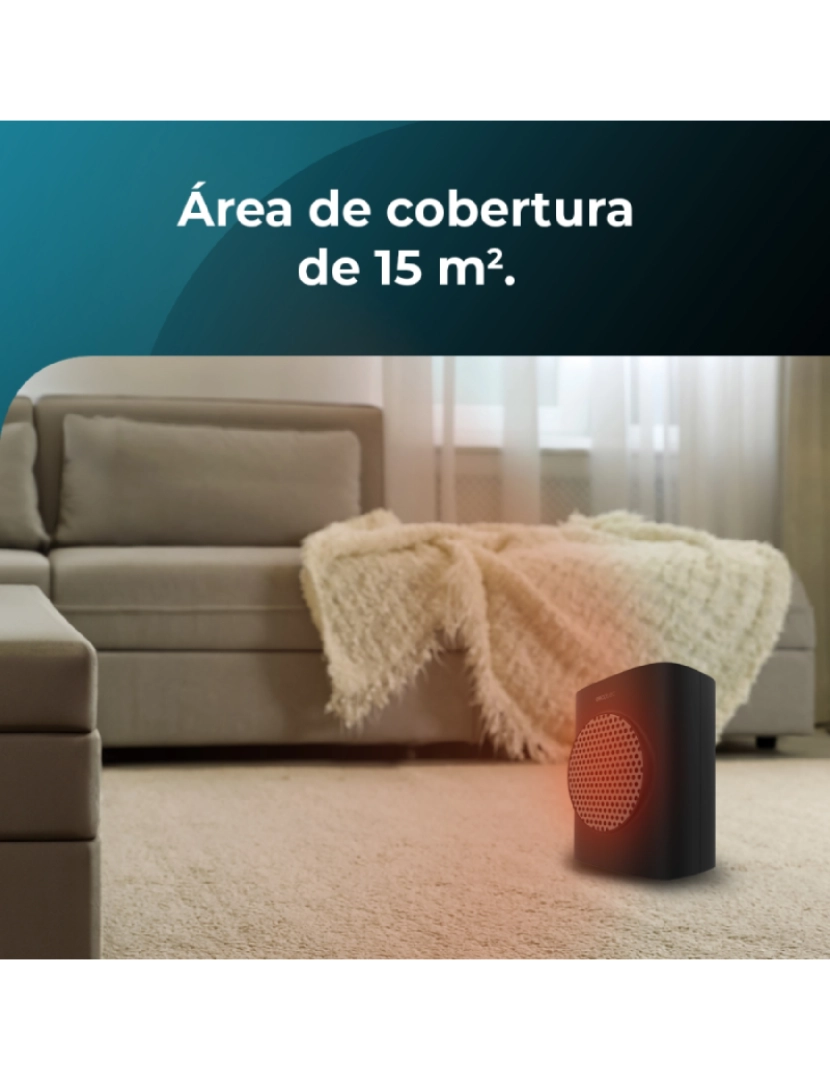 imagem de Cecotec Aquecedor cerâmico de mesa com 1500 W, função Oscilação, ecrã digital, termóstato ajustável e 3 modos de funcionamento.4