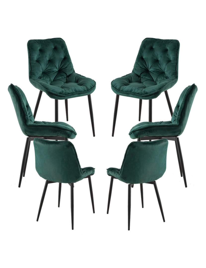 Presentes Miguel - Pack 6 Cadeiras Miska Veludo - Verde