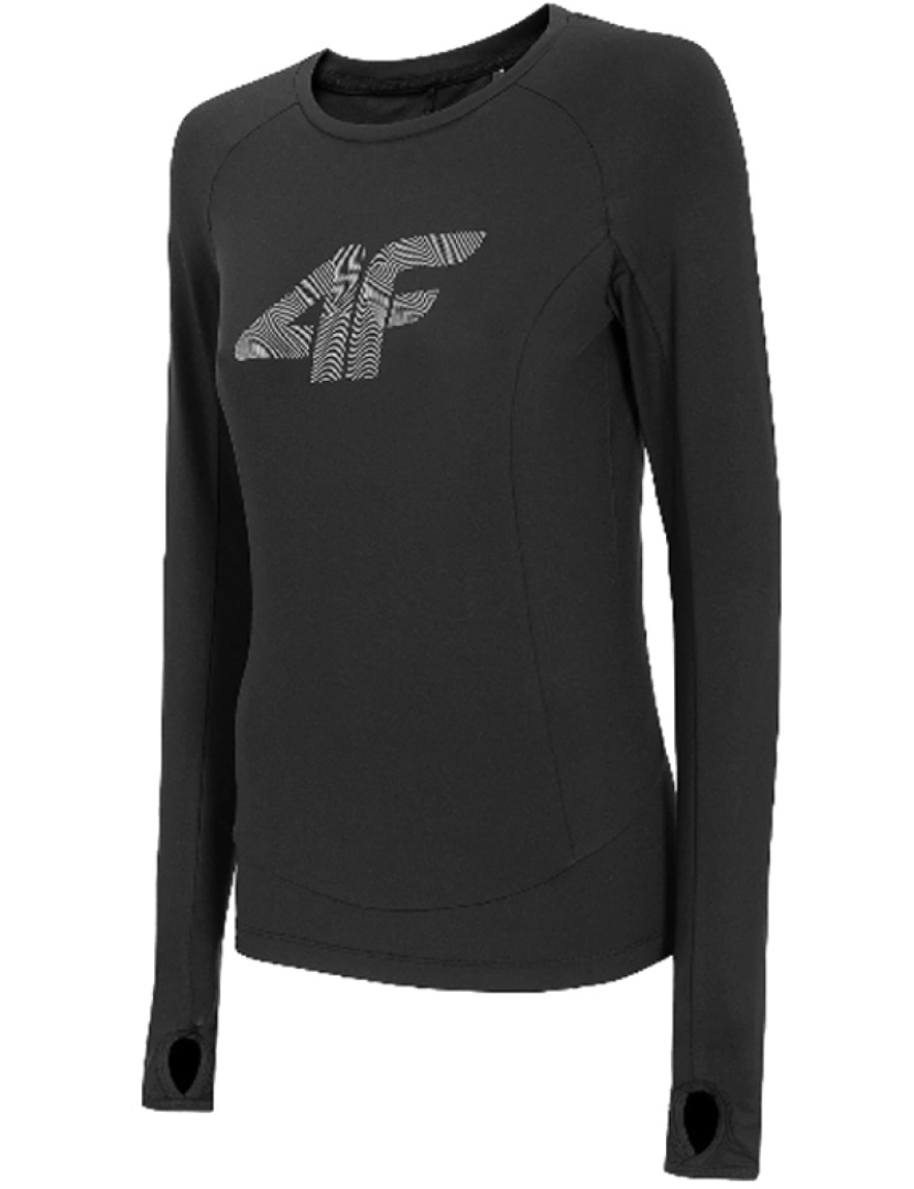 4F - Longsleeve funcional das mulheres, Longsleeve preto