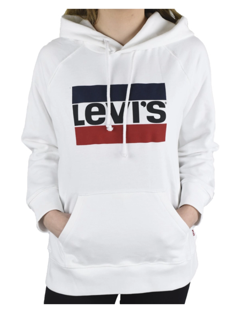 Levi's - Hoodie gráfico do esporte, capuz branco