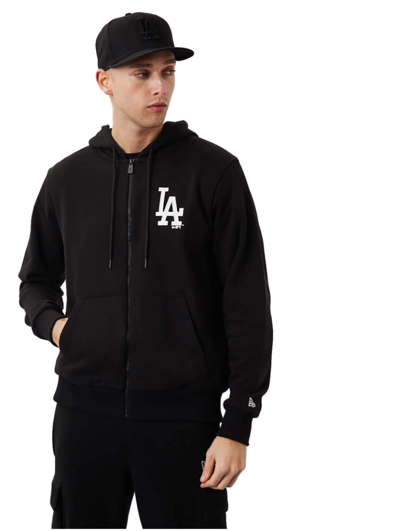 New Era - Mlb League Los Angeles Dodgers Essential Zip Hoodie, Black Hoodie