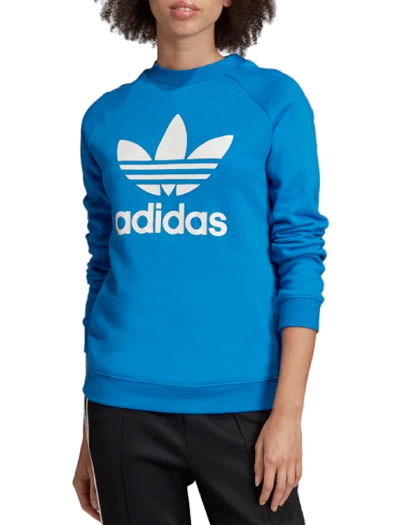 Adidas Originals - Trefoil Crewneck Sweatshirt, Blue Hoodie