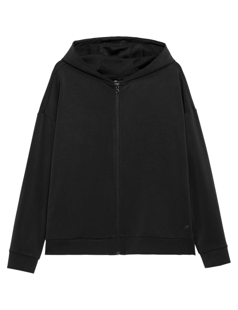 4F - Hoodie das mulheres, capuz preto