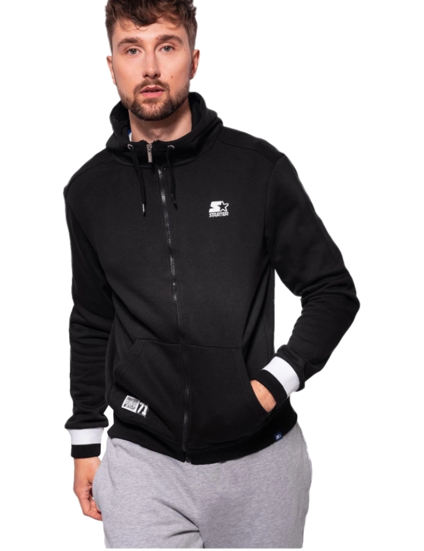 Starter - Homem Blusa Zip Hoodie, Hoodie preto