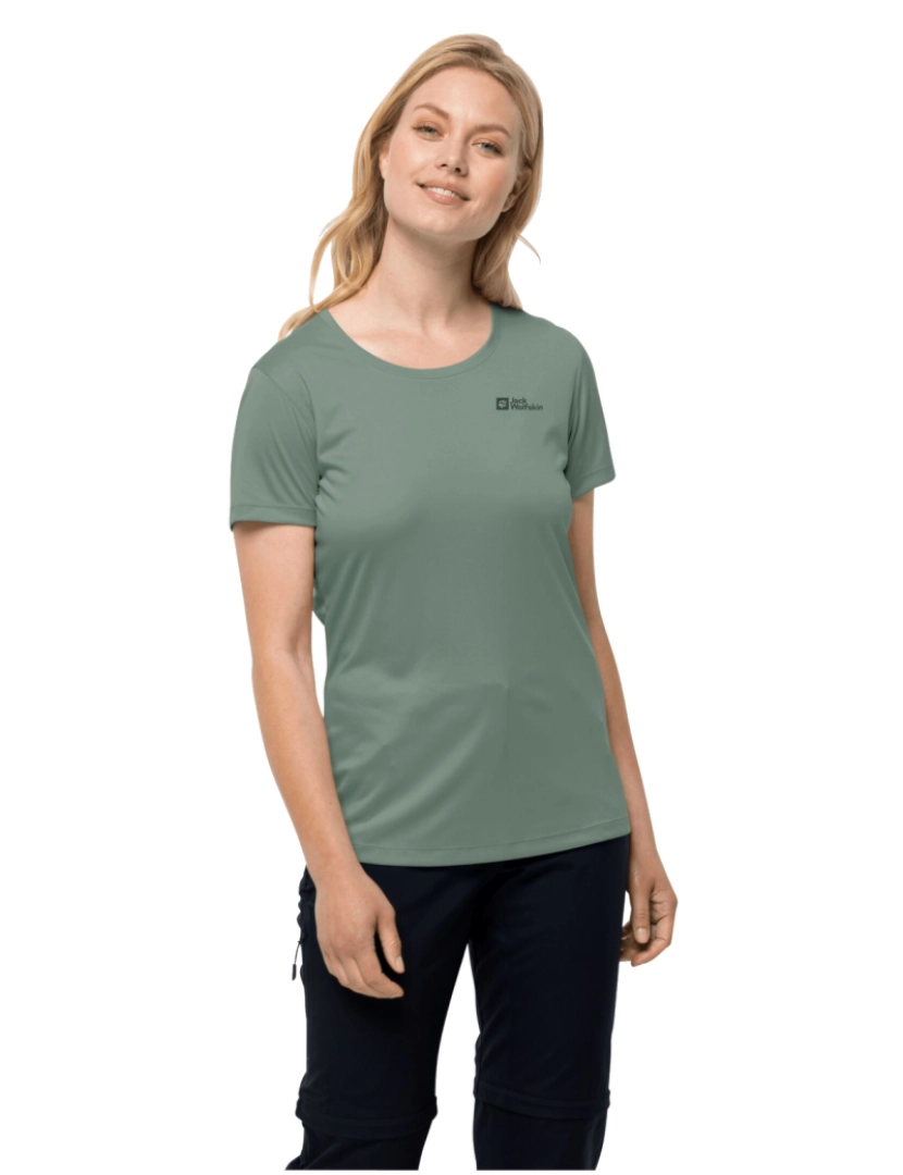 Jack Wolfskin - Tech Tee W, Camisa Verde