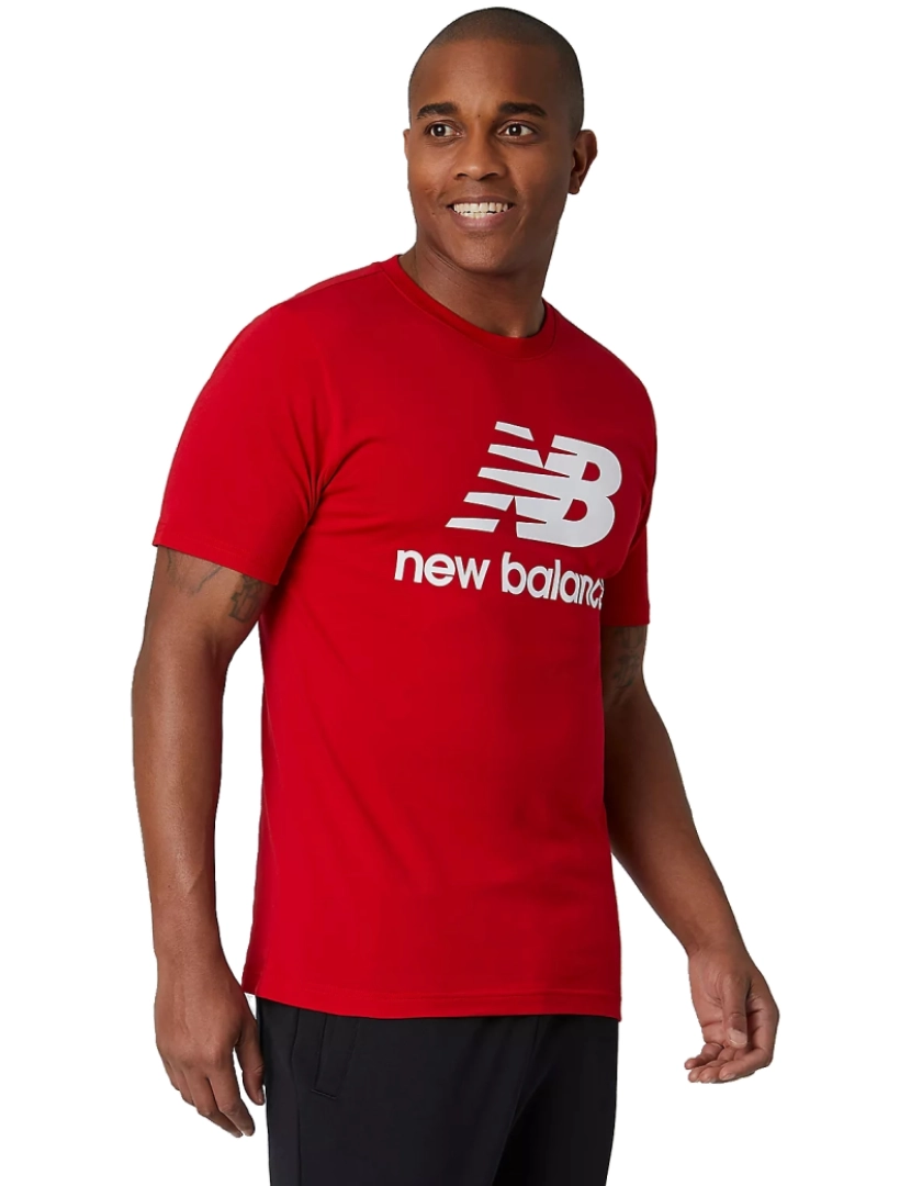 New Balance - Essentials Stacked Logo Tee, T-shirt vermelha