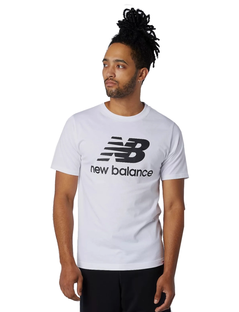 New Balance - Essentials Stacked Logo Tee, T-shirt branca