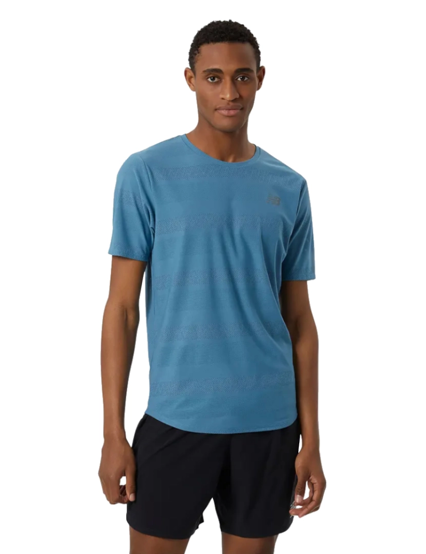 New Balance - Q velocidade Jacquard Ss Tee, azul t-shirt