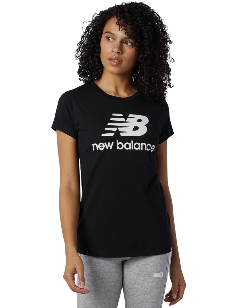 New Balance - W Essentials Stacked Logo Tee, T-shirt preta