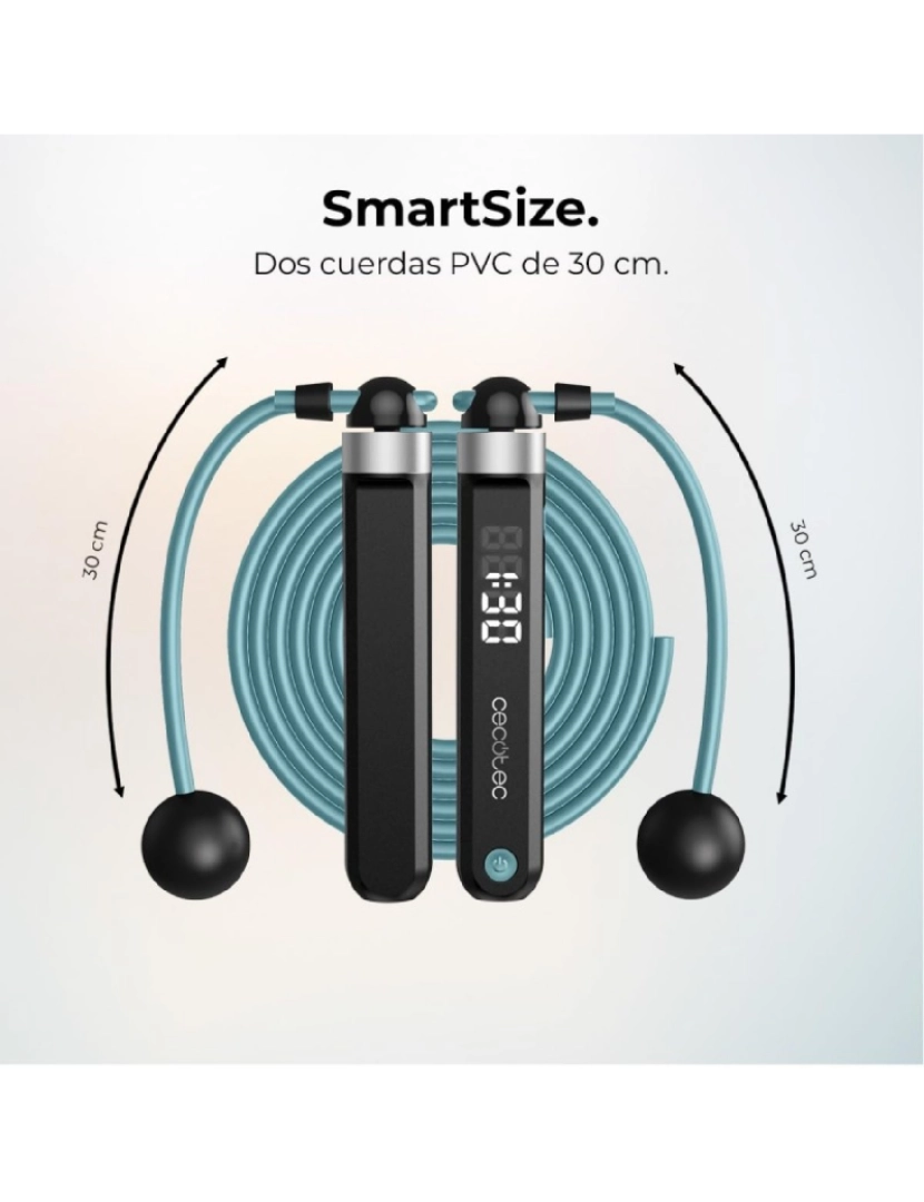 imagem de Cecotec Corda de saltar inteligente, compacta e ajustável para saltar em espaços apertados com app e contador. 30 cm vs 3 m. Ecrã LED.2