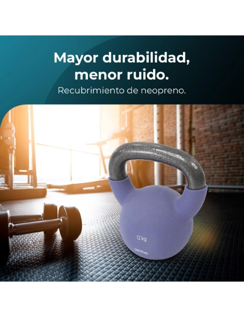 imagem de Cecotec Kettlebell com revestimento de neoprene. 12 kg Ferro fundido. Pega ergonómica. Design estético e fácil de limpar.2