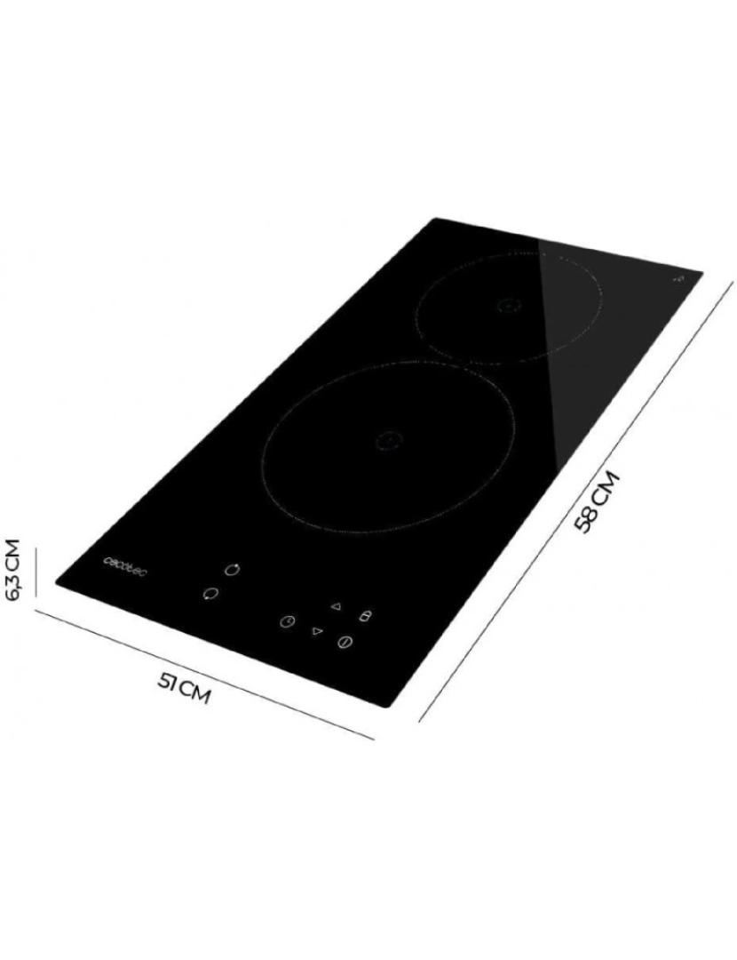 imagem de Cecotec Placa de vitrocerâmica de 2 zonas, 9 níveis, potência máxima de 3000 W e controlo tátil.3