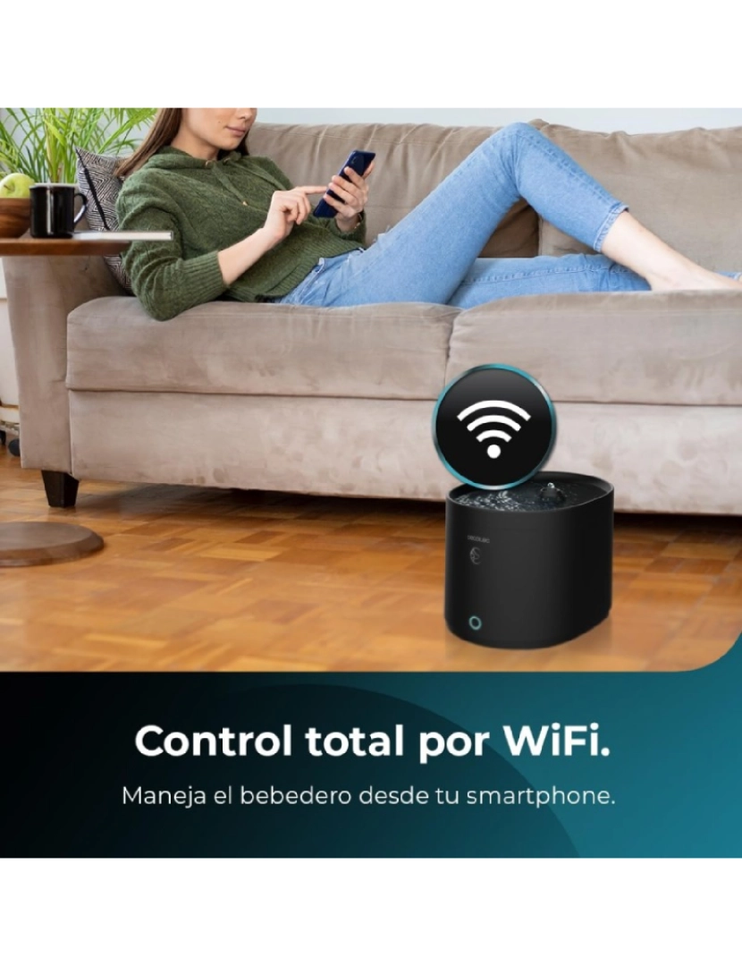 imagem de Cecotec Fonte automática para animais de estimação com capacidade de 2,5 l, incluindo filtro e controlo Wi-Fi, com lembretes de limpeza e de esvaziamento do depósito.5