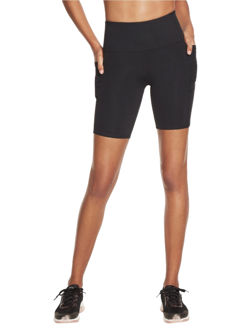 Skechers - Caminhada alta cintura curta, Shorts pretos