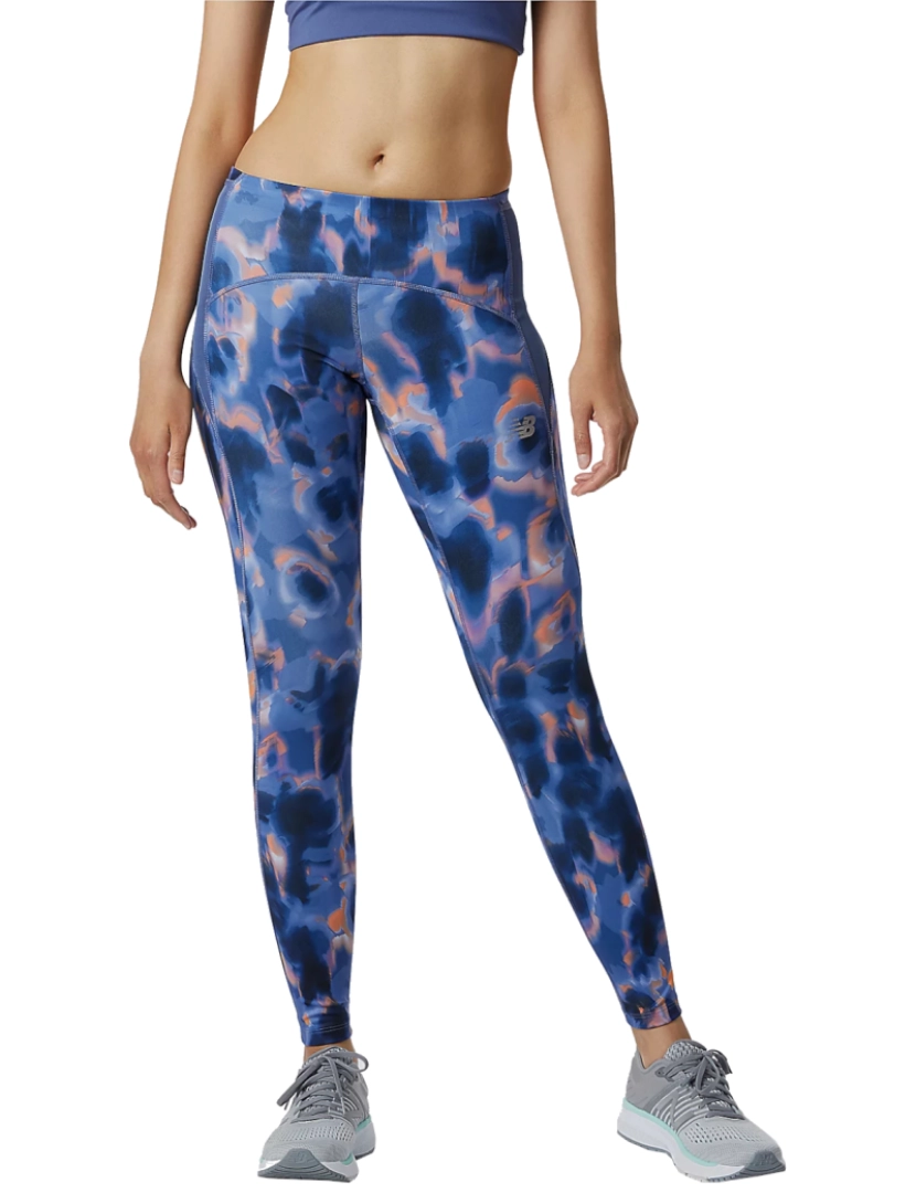 New Balance - Executar impacto impresso apertado, Leggings azuis