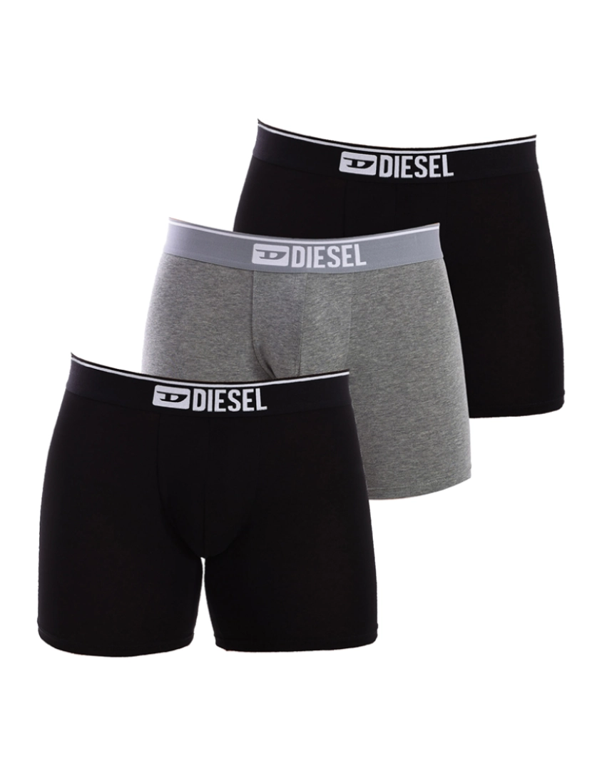 Diesel - Pack-3 boxers longos de algodão elástico Preto-cinza