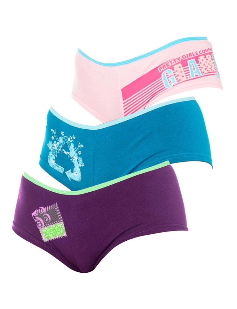 Marie Claire - Pack 3 Boxers Senhora Rosa Lilás e Azul