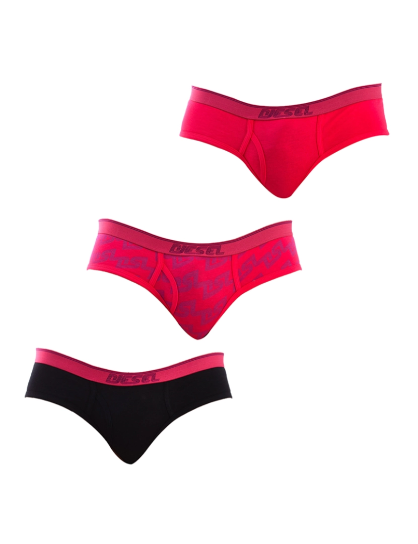 Diesel - Pack-3 Cuecas Algodão Stretch  Rosa-azul-preto