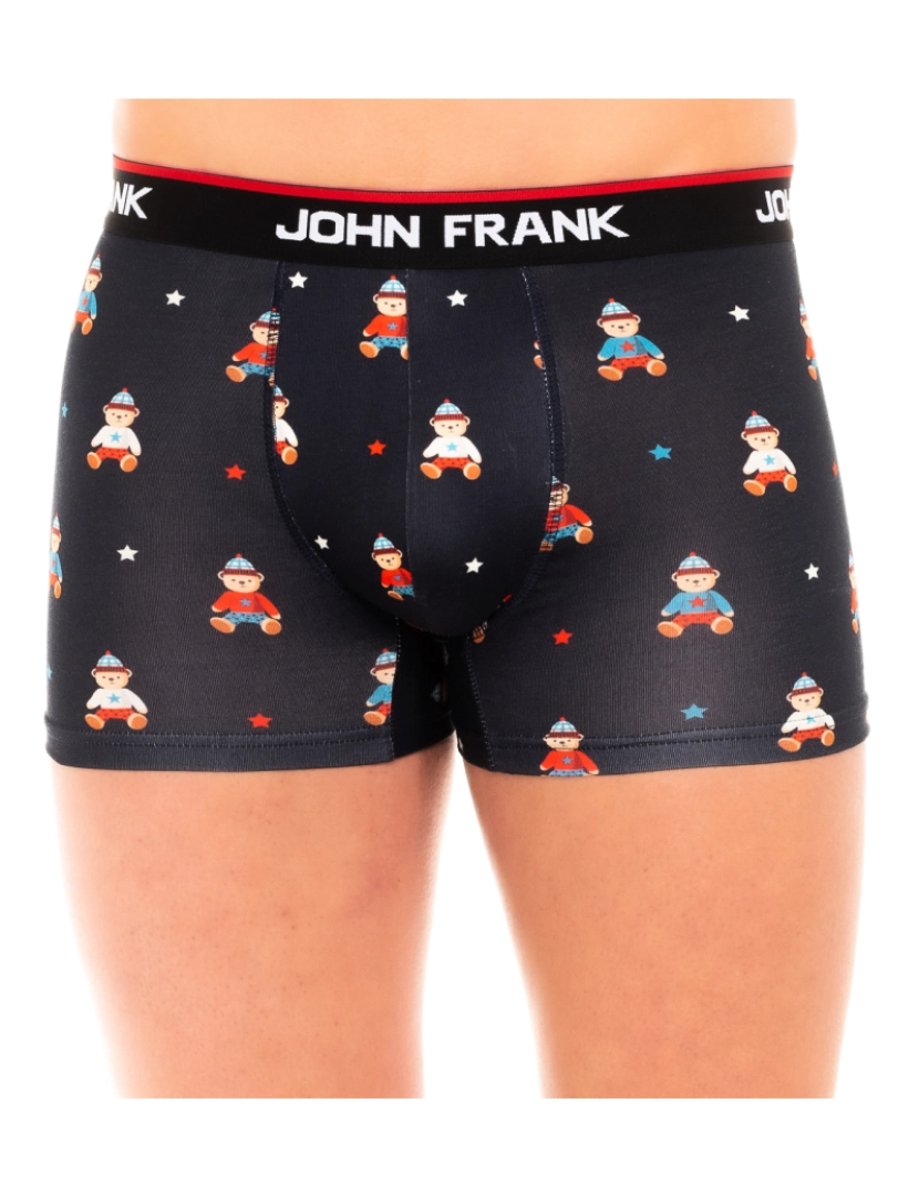 John Frank - Boxer masculino de algodão elástico tecido respirável JFBD02-CHTEDDY-MULTICOLOR