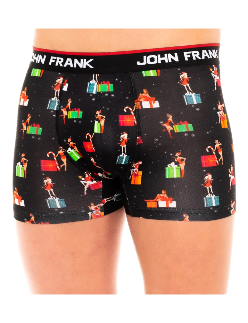 John Frank - Boxer masculino de algodão elástico tecido respirável JFBD03-CHPINUP-MULTICOLOR