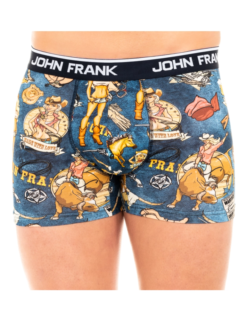 John Frank - Boxer masculino de algodão elástico tecido respirável JFB101-KOVBOY-MULTICOLOR