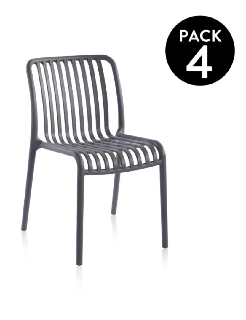 Duehome - Pack 4 sillas Jaime Gris 58 x 80 x cm