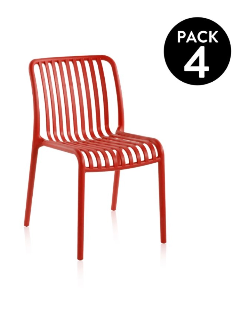 Duehome - Pack 4 sillas Jaime Carmesí 58 x 80 x cm