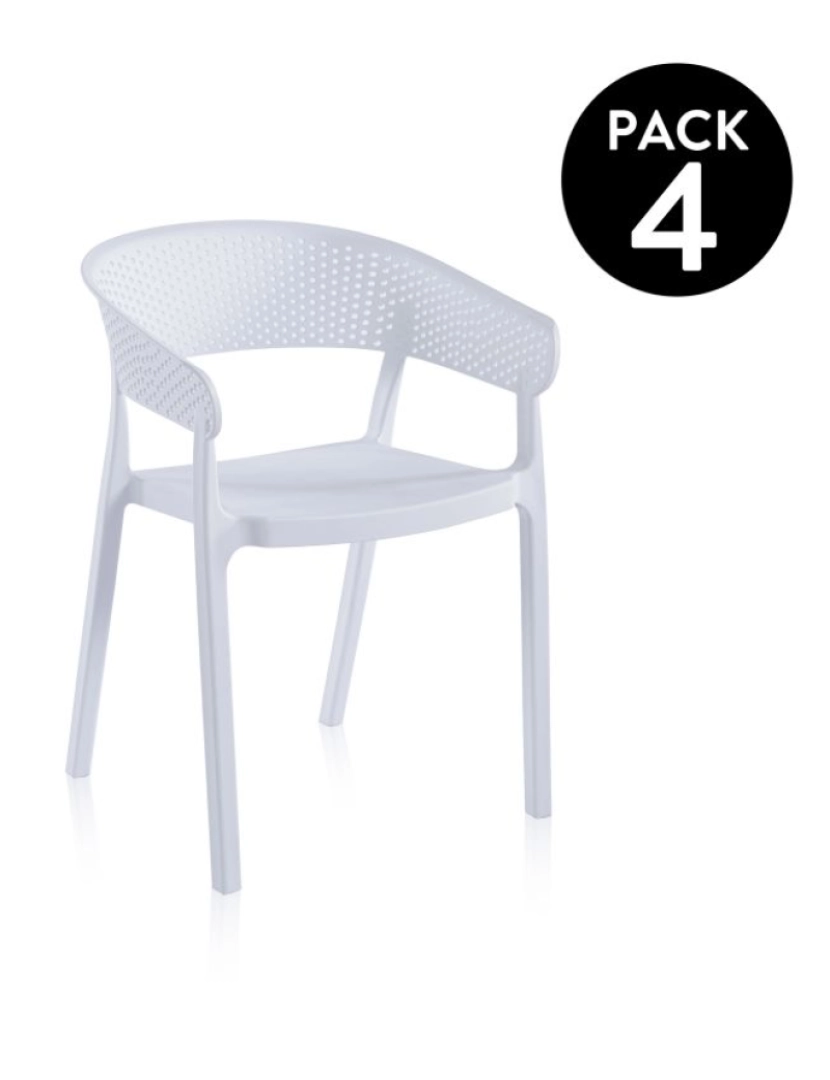 Duehome - Pack 4 sillas de comedor Diza Blanco 54 x 73,5 x cm